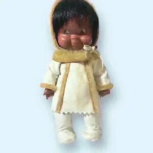 Vintage Regal eEskimo Doll In Faux Fur Outfit With Adorable Hooded Coat